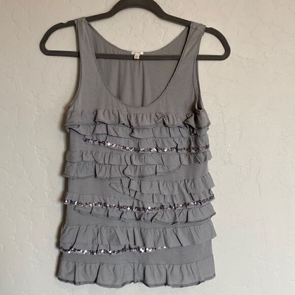 Gray ruffle tank top  - Picture 1 of 4